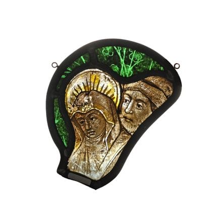 Medieval Stained Glass with Joseph and the Virgin 