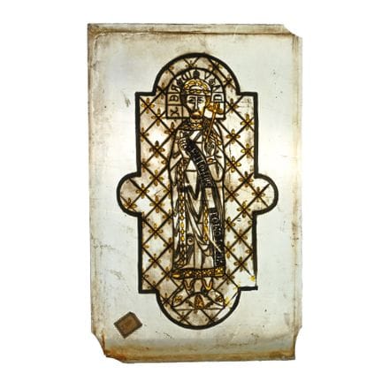 Medieval Stained Glass Panels with Saint Catherine