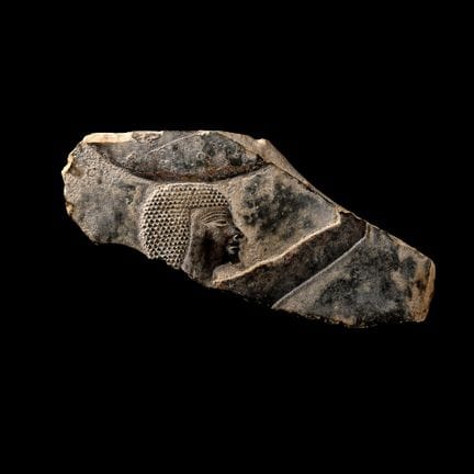 Egyptian Limestone Relief Fragment of a Man. The P