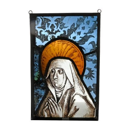 Medieval Stained Glass Panel of The Virgin Mary in