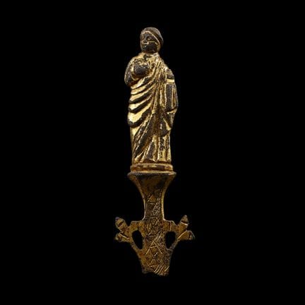 Medieval Gilt Reliquary Figure of a Saint. 13th-15