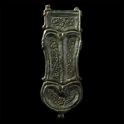 Visigothic Bronze Lyre-Shaped Buckle Plate. 7th ce