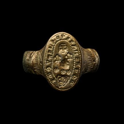 Medieval Silver-Gilt Ring with Inscription. The Ka