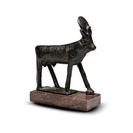 Egyptian Bronze Votive Apis Bull Statue. Ptolemaic