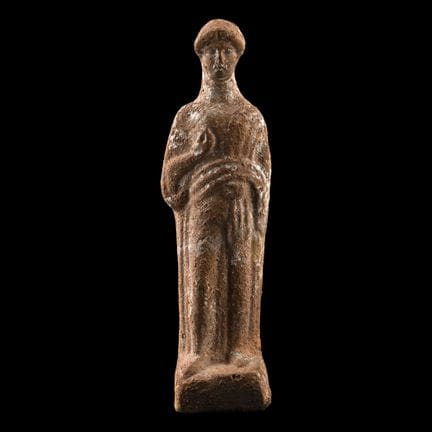 Greek Terracotta Statuette of a Kore. 5th century 