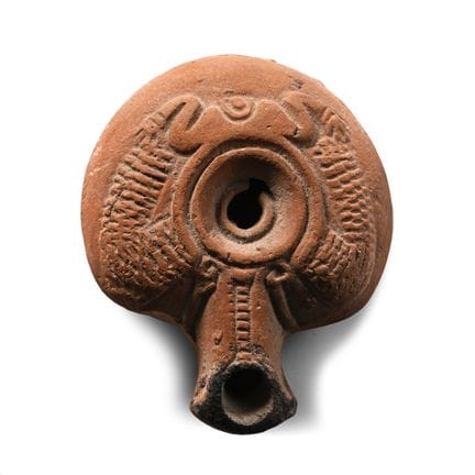 Romano-Egyptian Terracotta Frog Oil Lamp. The Pete