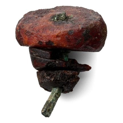 Etruscan Bronze Bracelet Fragment with Three Amber