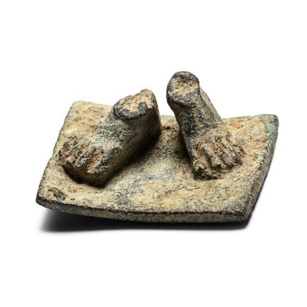 Roman Bronze Statuette Base with Feet. Circa 1st-4