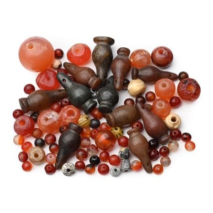 Egyptian Carnelian and Other Beads with Jasper Pop