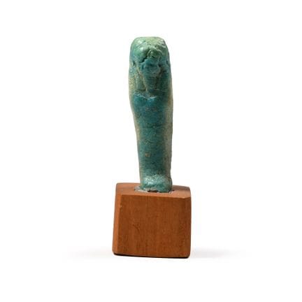 Egyptian Blue-Green Glazed Shabti. Late Period, 66