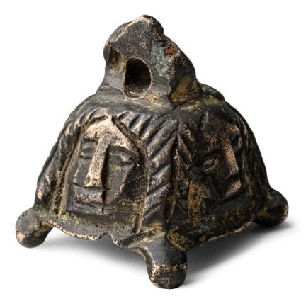 Egyptian Bronze Bell with Faces. Late-Ptolemaic Pe