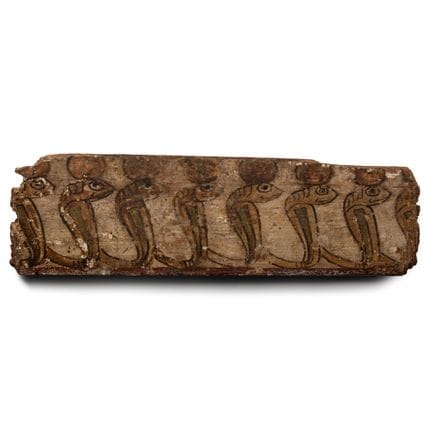 Egyptian Canopic Chest Fragment with Cobras. The P