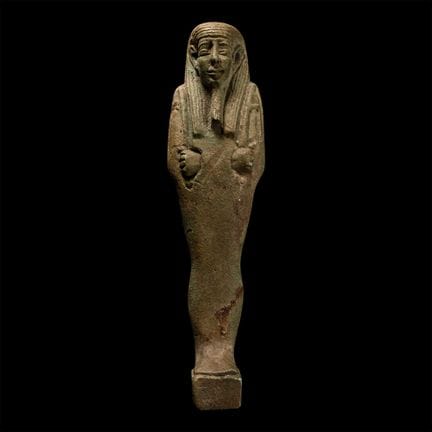 Egyptian Green Glazed Faience Shabti. Late Period,
