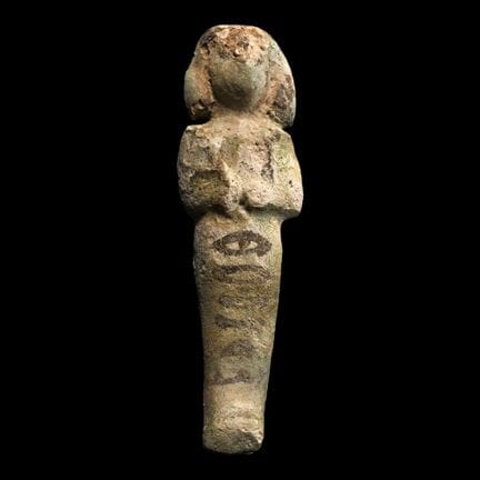 Egyptian Pale Blue Glazed Shabti. Third Intermedia