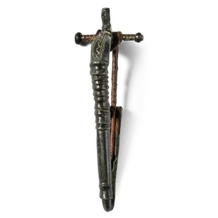 Large Roman Bronze Bow Brooch with Iron Pin. Circa