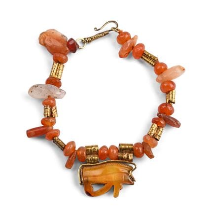 Egyptian Hardstone Eye of Horus Amulet Bracelet. L
