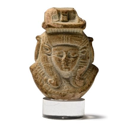 Egyptian Green Glazed Faience Head of the Goddess 