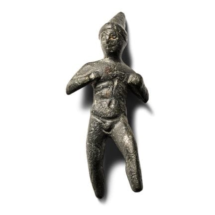 Statuetta romana in bronzo raffigurante un Dioscur