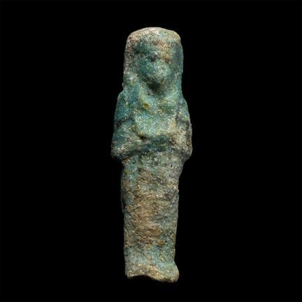 Shabti in faience blu egizia. Terzo Periodo Interm