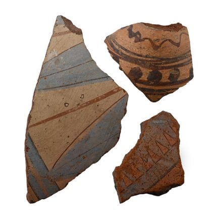 Large Egyptian Painted Bowl Fragments. The Peter C