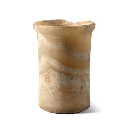 Egyptian Alabaster Cylindrical Storage Vessel. The