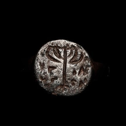 Jewish Bronze Ring with Menorah. The Kal Noselson 