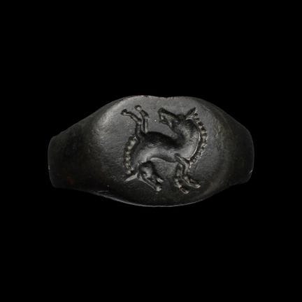 Greek Bronze Ring with Horse Protomes. Hellenistic