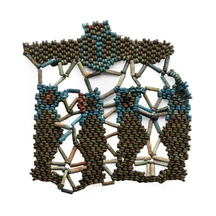 Egyptian Mummy Bead Winged Scarab and Four Sons of