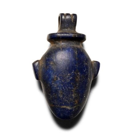 Egyptian Lapis Lazuli Heart Amulet. Late Period-Pt