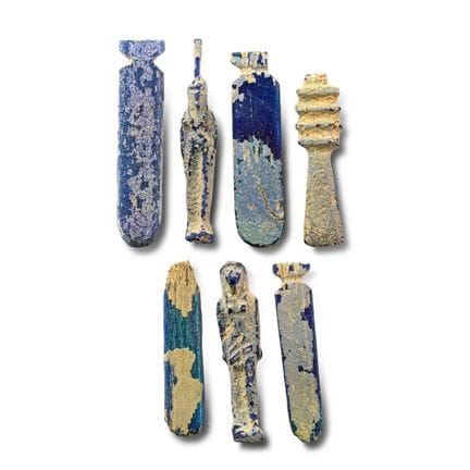 Egyptian Blue Glass Inlay Collection. Late Period-