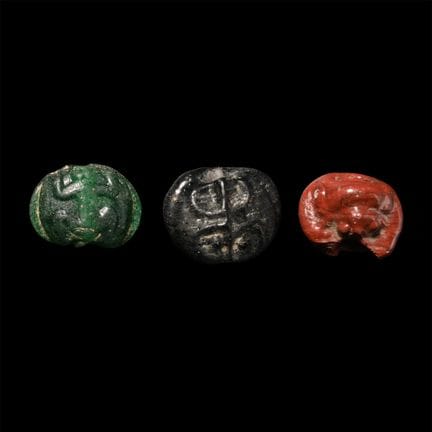 Phoenician Glass Amuletic Bead Group. Mid 1st mill