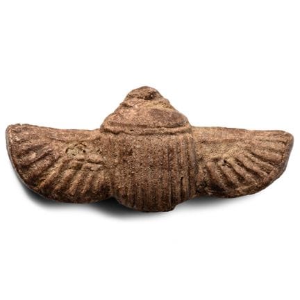 Egyptian Faience Winged Scarab. Late Period, 26th-