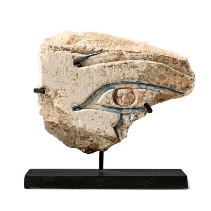 Egyptian Painted Limestone Fragment of a Wedjat Ey