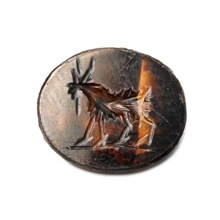 Roman Brown Chalcedony Gemstone with Goat. 1st cen