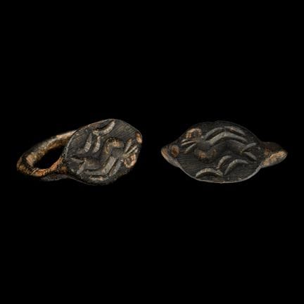 Greek Child's Bronze Ring with Animal. 6th century