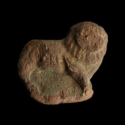 Egyptian Glazed Terracotta Lion Statuette. Roman P