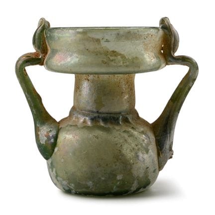 Roman Glass Handled Jar. 2nd-3rd century A.D. With
