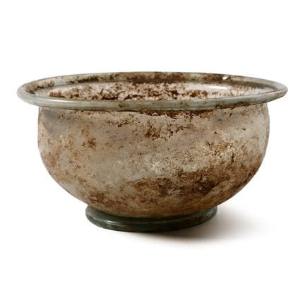 Roman Aqua Glass Bowl with Turned Lip. Circa 1st-2