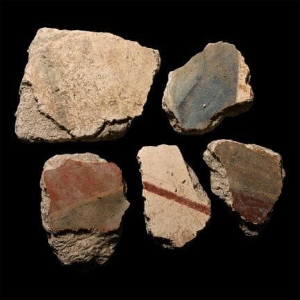 Collezione di frammenti di intonaco murario con af