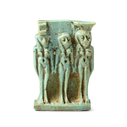Egyptian Faience Triad Amulet with Nephthys, Horus