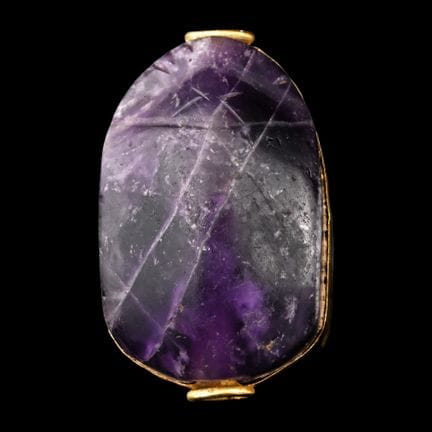 Egyptian Amethyst Scarab with Gold Fitting. The Ka