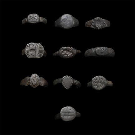 Roman to Medieval Bronze Ring Group. Circa 1st-16t