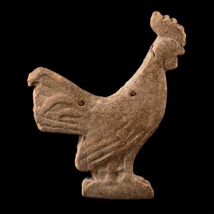 Gallo votivo greco in terracotta. V secolo a.C. Ra
