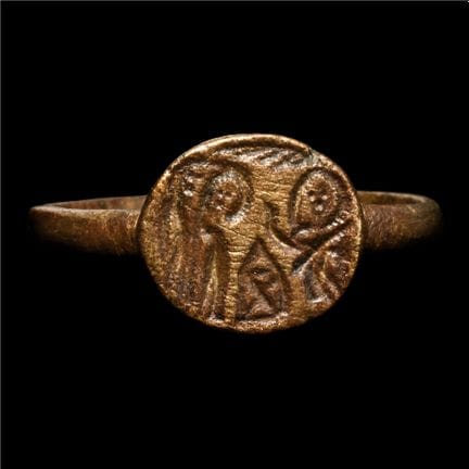Byzantine Bronze Ring with Christ. The Kal Noselso