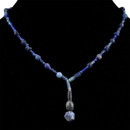 Roman and Other Dark Blue Glass Bead Necklace Stri