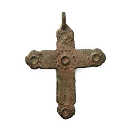 Byzantinischer Kreuzanhänger aus Bronze. Um das 12