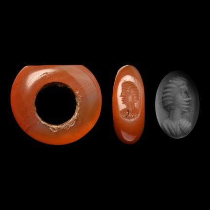 Sasanian Carnelian Stamp Seal with Bust. 3rd-7th c