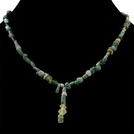 Roman and Other Green Glass Bead Necklace String. 
