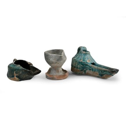 Western Asiatic Glazed Terracotta Oil Lamp Collect