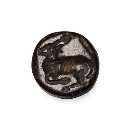 Sasanian Haematite Stamp Seal with Recumbent Antel